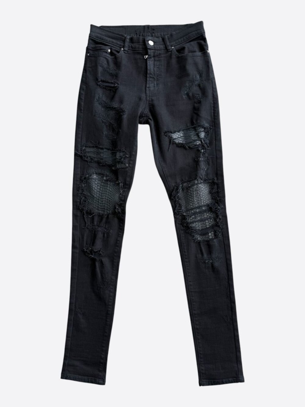 Amiri Black Snakeskin Patch MX1 Jeans